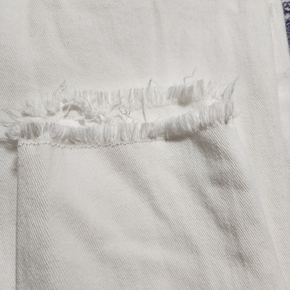 Shein White Skinny Jeans High Rise Fray Hem, sz 6 - Picture 7 of 7